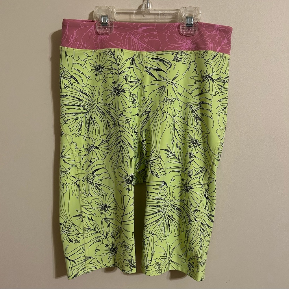 Free people Movement lime Green Fired Up Floral Biker Shorts